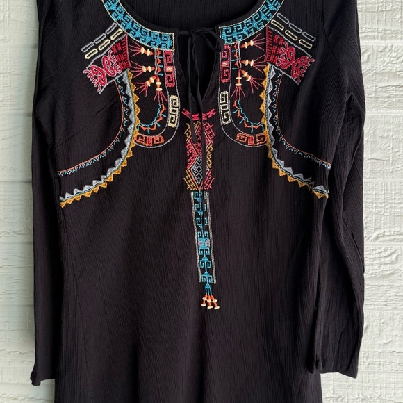 Old Navy Womens Black Embroidered Peasant Swimsuit Cover Up - Picture 6 of 7